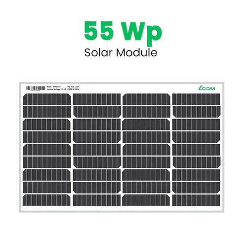 Loom Solar Mono PERC, Half Cut 55 Wp, 12 V Portable Solar Panel for Home Lighting System & DIY Projects