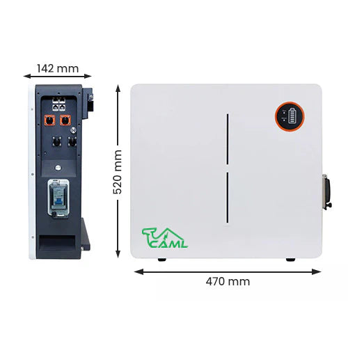 CAML 51.2 V 100 Ah, 5.12 kWh LiFePO4 Battery - Wall Mount