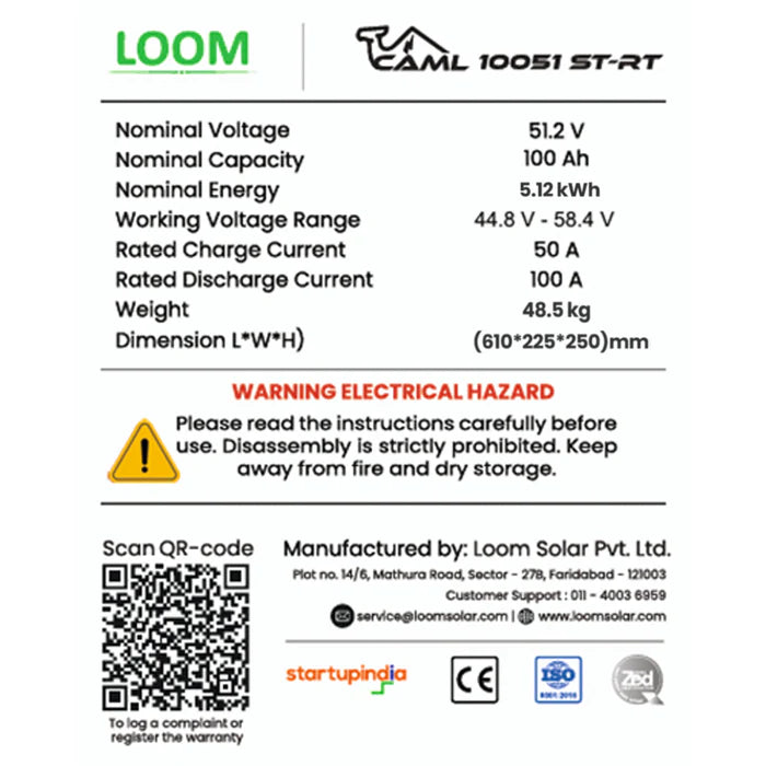 CAML 100 Ah, 204.8 V  20kWh High-Voltage Lithium Battery