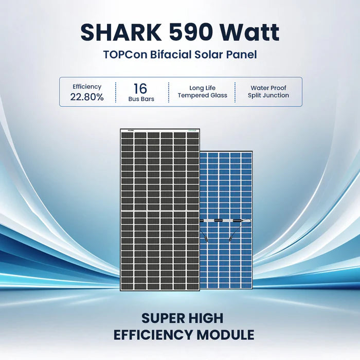 Loom Solar Panel - SHARK 590 Wp | N-Type TOPCon Bifacial 16BB (Pack of 2)