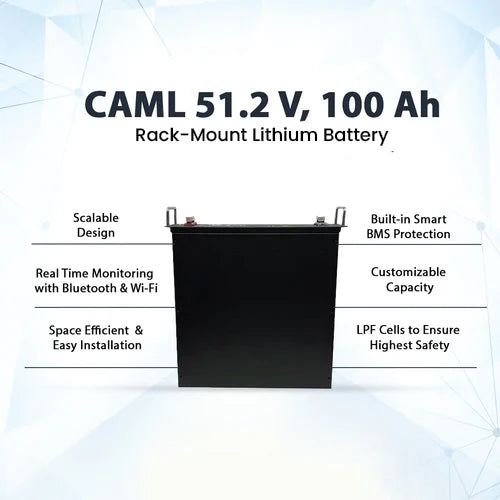 CAML 51.2 V 100 Ah, 5.12 kWh Rack-Mount Lithium Battery
