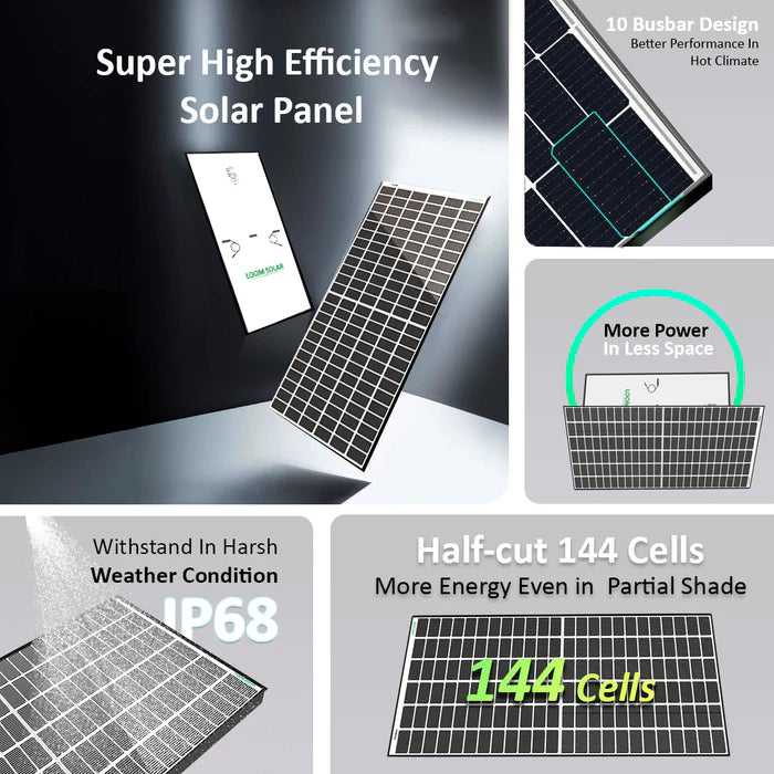Loom Solar Mono PERC Half-Cut Shark 550 Wp, 144 Solar Cells PV Module (Pack of 2)