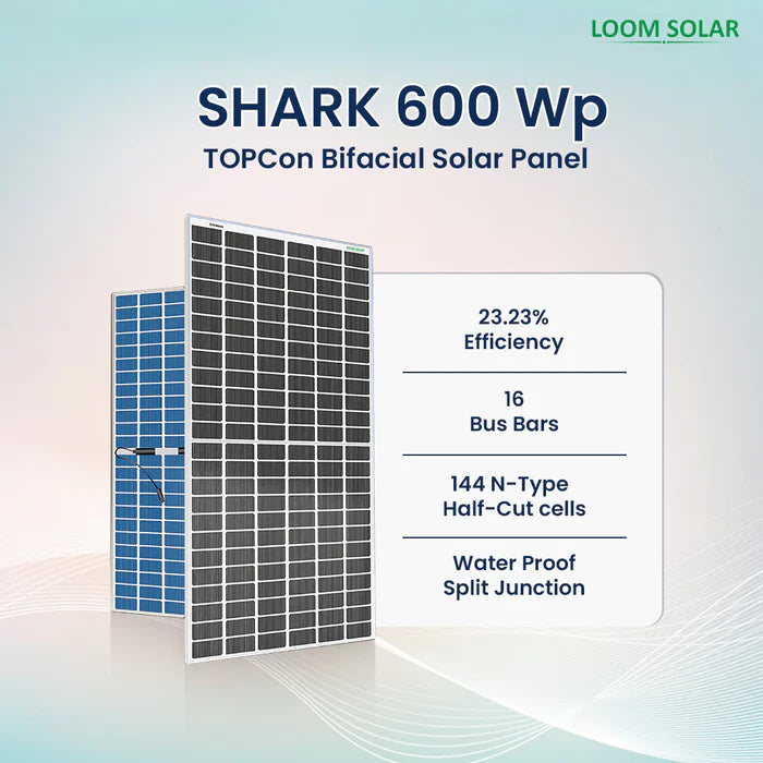 Loom Solar Panel - SHARK 600 Wp  N-Type TOPCon Bifacial 16BB (Pack of 2)
